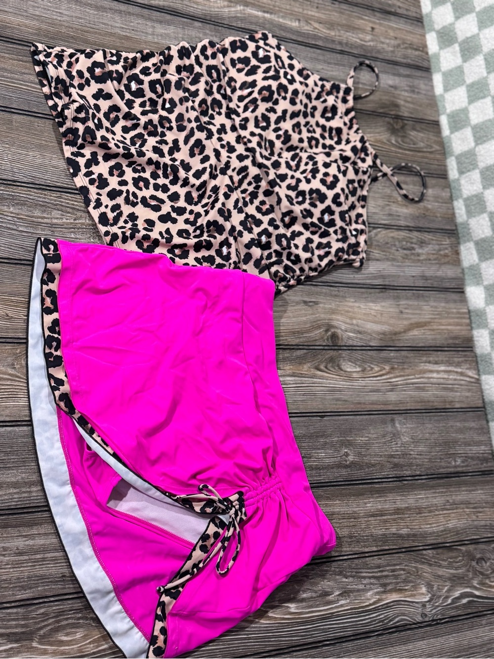 Women's Hot Pink Leopard-Trim Bikini Set